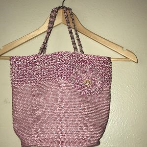 Liz Claiborne,pink weaved tote bag. Size OS.